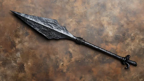 Ancient Spear on Rustic Background