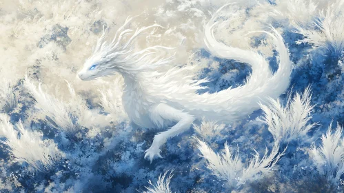 Fantasy Dragon Soaring Through Clouds