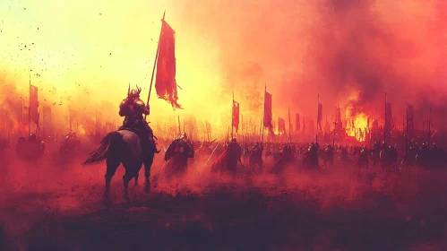 Fiery Battleground: Warriors and Warhorses