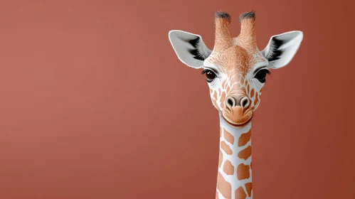 Giraffe Art on Terracotta Background