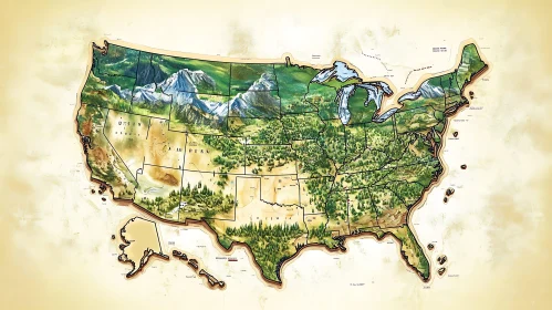 Detailed US Map with Geographical Features
