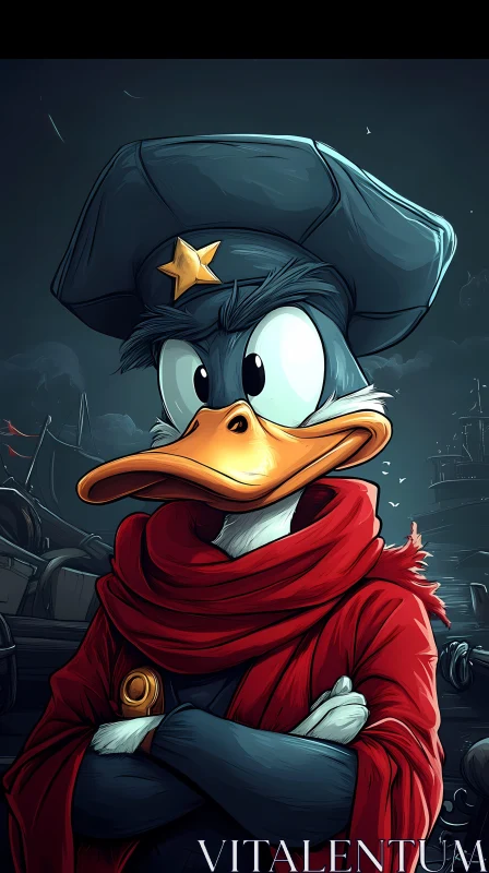 AI ART Adventurous Cartoon Duck Captain