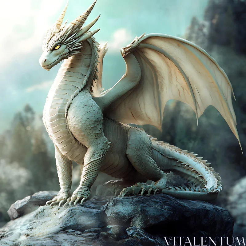 AI ART Fantasy Dragon Art: White Dragon Portrait