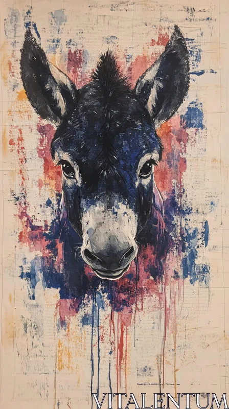 Vibrant Donkey Watercolor AI Image