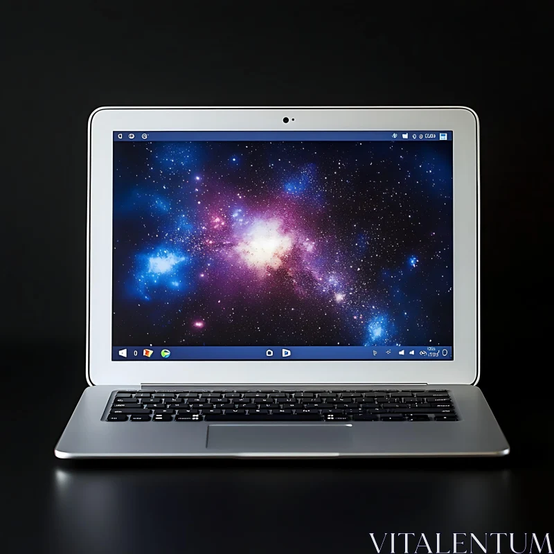 Modern Laptop with Galaxy Screen AI Image