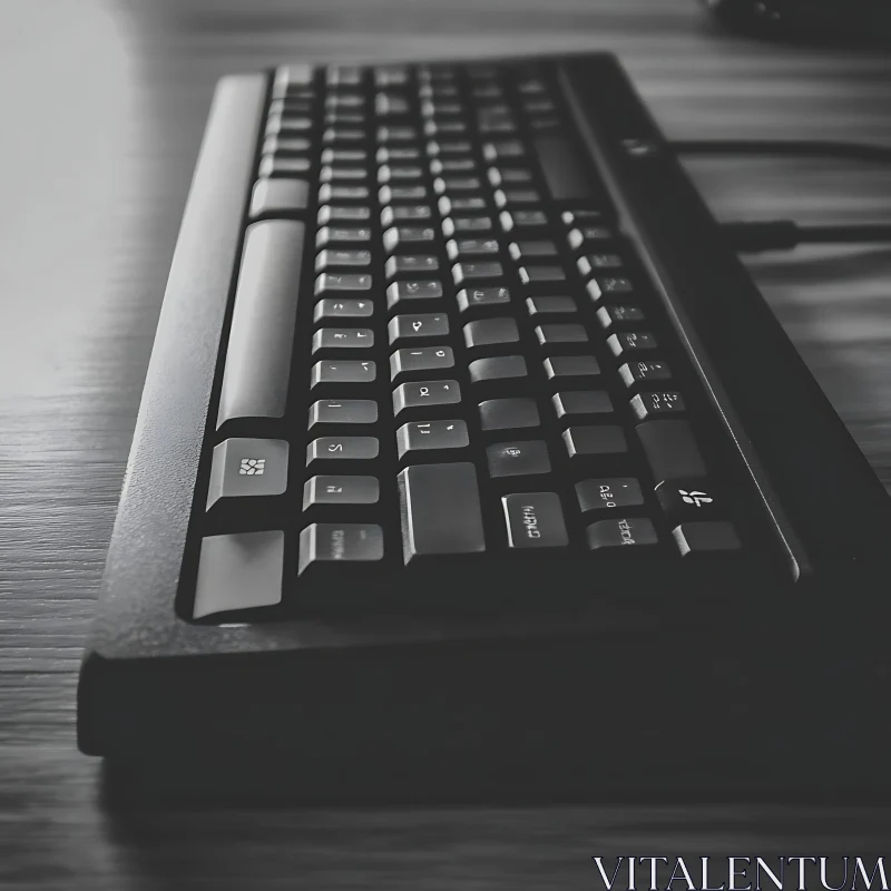 Black and White Keyboard Close-Up AI Image