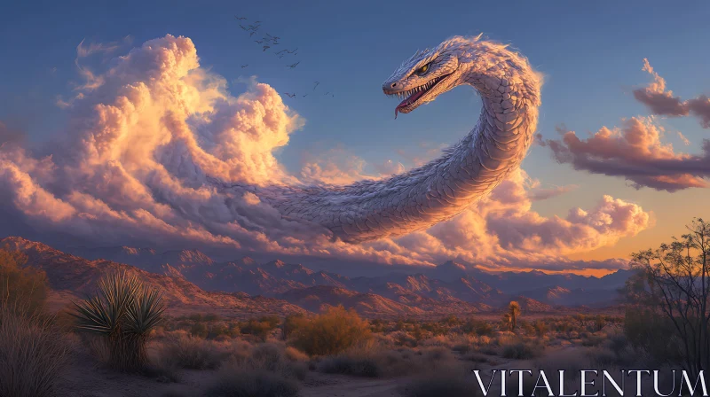 AI ART Sky Serpent Fantasy Desert Scene