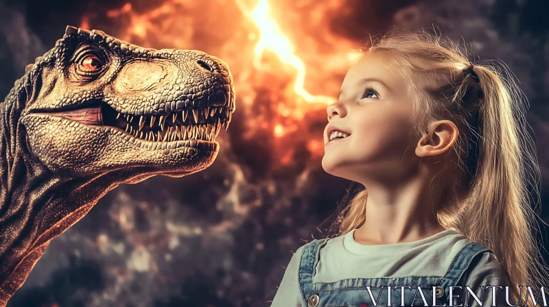 AI ART Childhood Wonder: Dinosaur Encounter