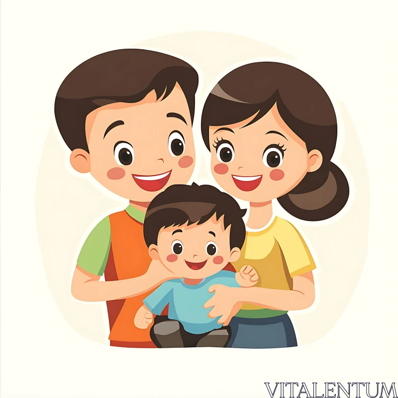 AI ART Cartoon Family Portrait with Smiling Faces