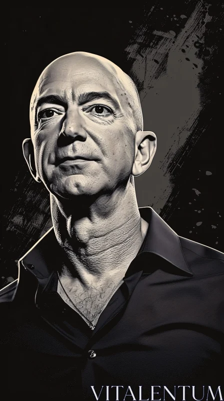 AI ART Intense Jeff Bezos Portrait in Monochrome