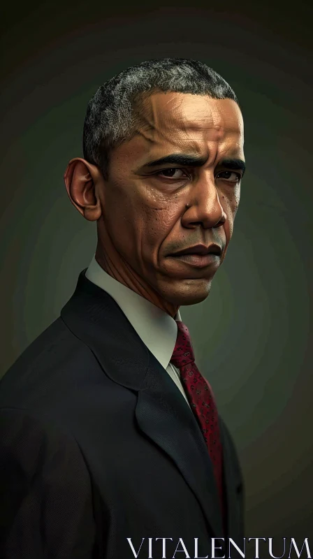 AI ART Serious Expression of Barack Obama in a Dark Background