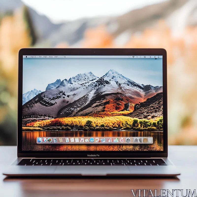 Modern Laptop Showcasing Autumn Foliage AI Image