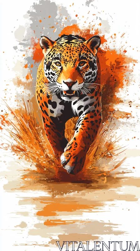 AI ART Wildlife Art: Jaguar in Action