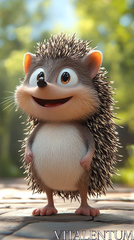 Charming Cartoon Forest Hedgehog AI Image