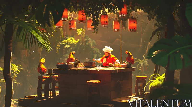 Cooking in the Jungle AI Image