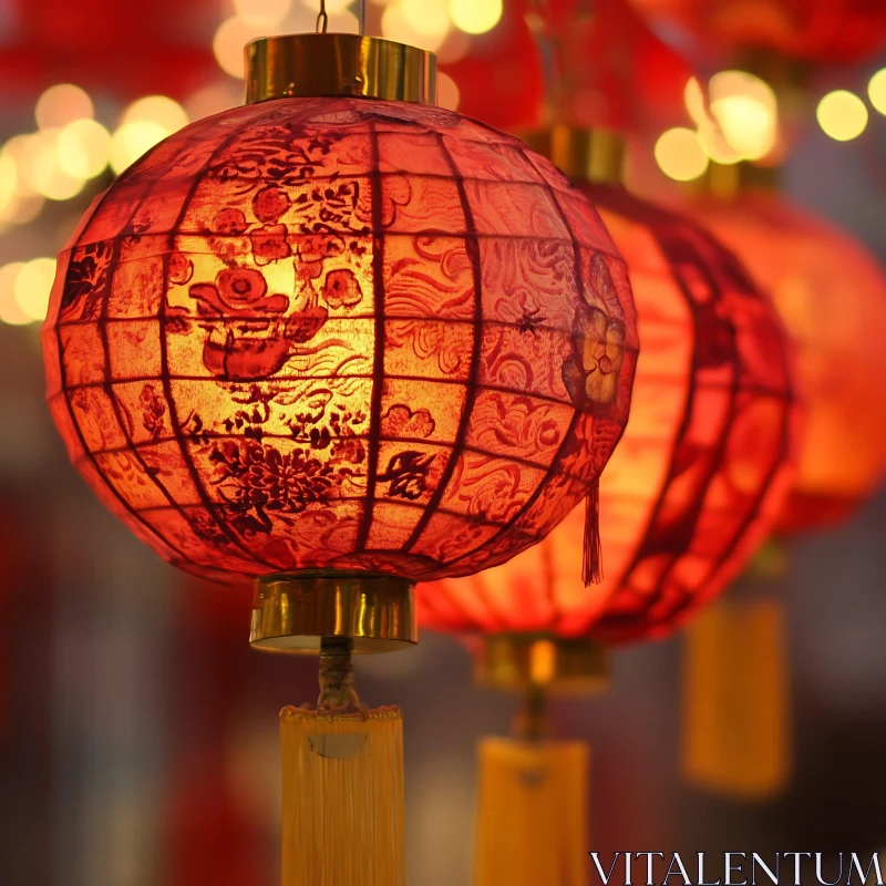 Glowing Red Lanterns: Asian Tradition AI Image