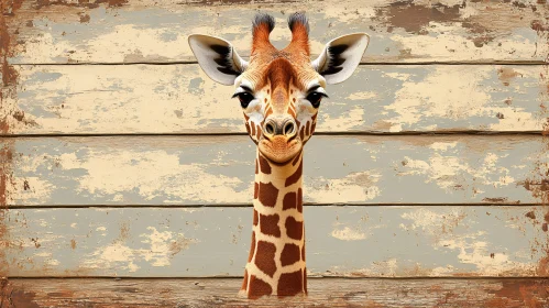 Giraffe Against Textured Wood