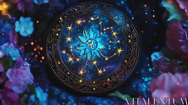 AI ART Cosmic Bloom: A Celestial Astrology Design