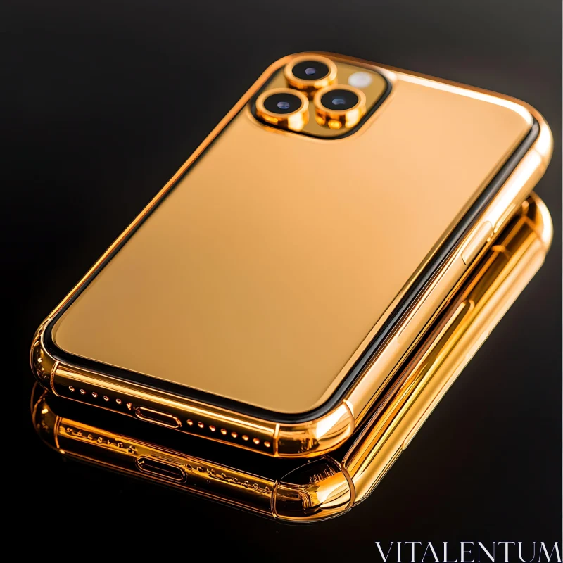 Opulent Golden Smartphone with Triple Lens Cameras AI Image