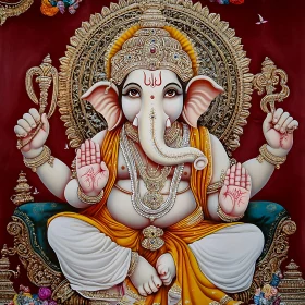 Golden Ganesha: A Regal Hindu Deity