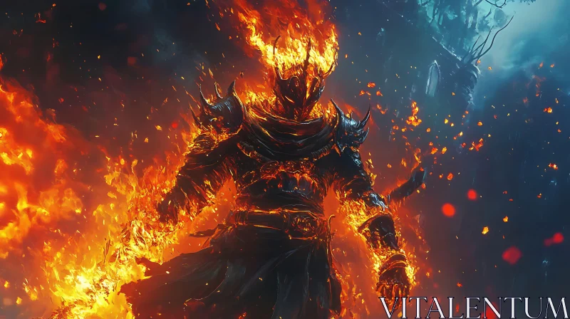 Demon Engulfed in Flames AI Image