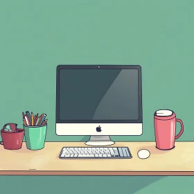 Organized Desk with Modern Computer Setup