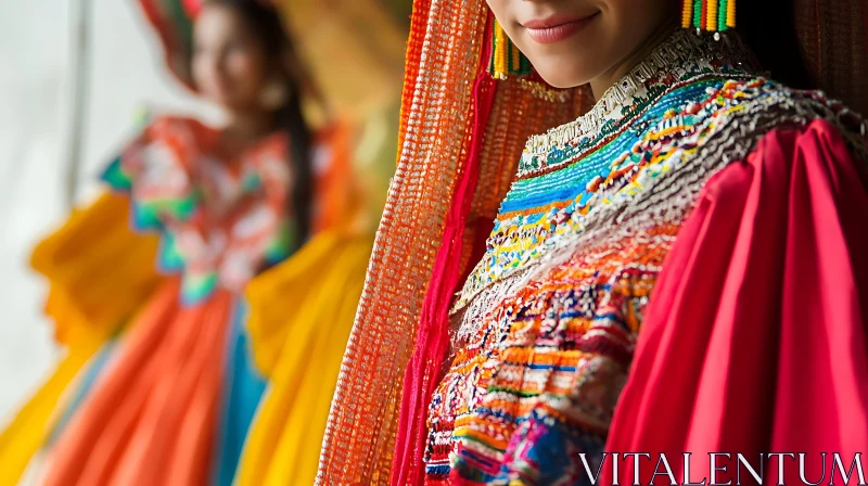 Woman in Traditional Colorful Dress AI Image