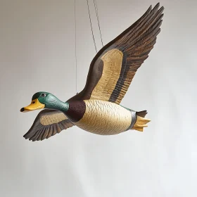 Flying Duck Wood Carving Art