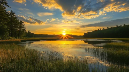 Peaceful Lake at Sunset