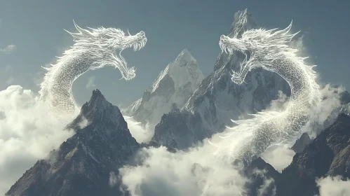 Dragons Above the Mountain Range