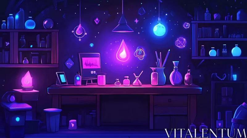 Mystical Neon Laboratory AI Image