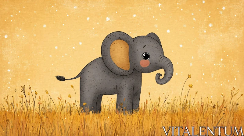 Charming Elephant Illustration AI Image