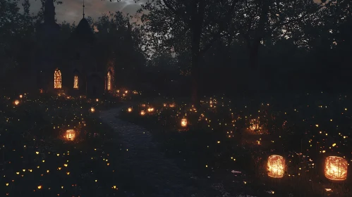 Lantern Lit Path at Night