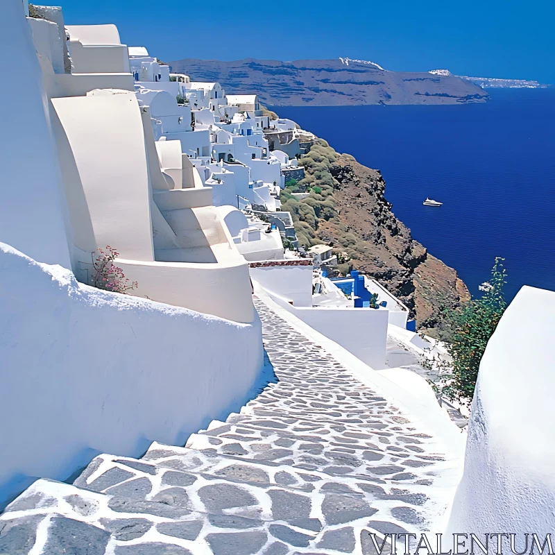 AI ART Greek Island Architecture with Aegean Sea View