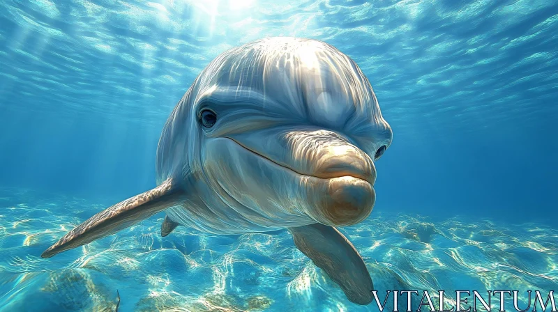 AI ART Serene Dolphin Beneath Ocean Waves