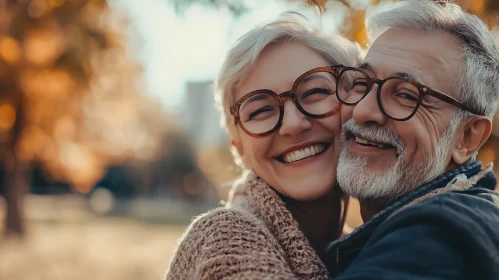 Loving Embrace: Elderly Couple's Joyful Moment