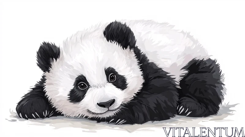 Charming Artwork of a Resting Panda AI Image