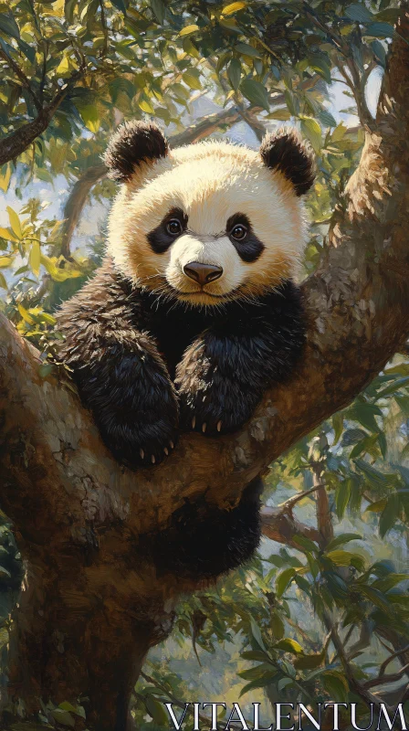 Panda Cub in Nature AI Image