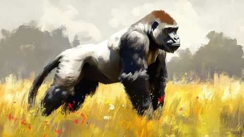 Gorilla in Nature Painting