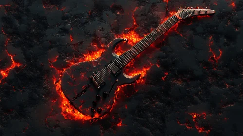 Fiery Guitar on Lava