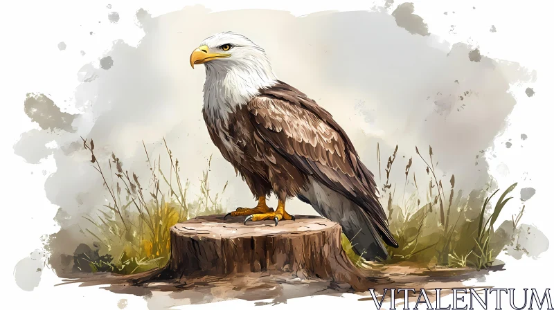 AI ART Eagle on Stump Artwork