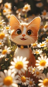 Playful Kitten Amongst Daisies