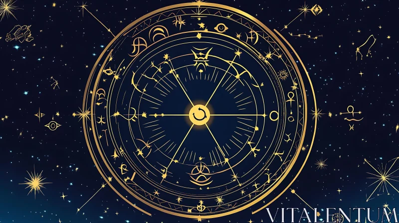 AI ART Esoteric Astrology Circle with Starry Background