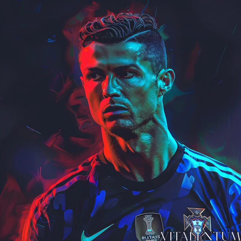 Abstract Digital Art of Soccer Player Cristiano Ronaldo AI Image