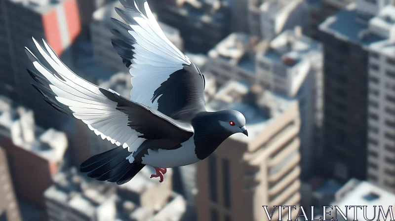 Urban Pigeon in Flight AI Image