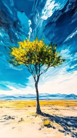 Lonely Tree in a Desert Scene