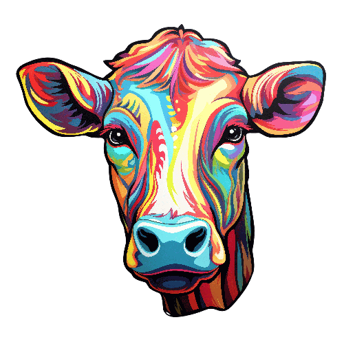 Colorful Cow Head T-Shirt Design | Unique Animal Art