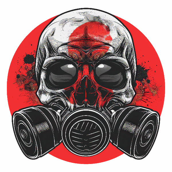 Skull with Gas Mask Art