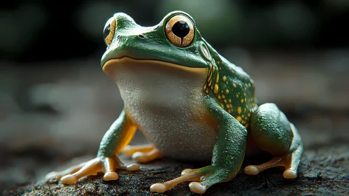 Green Frog Detailed Close-Up
