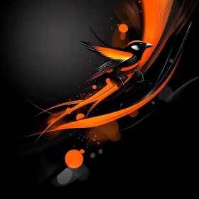 Stylized Bird on Black Background